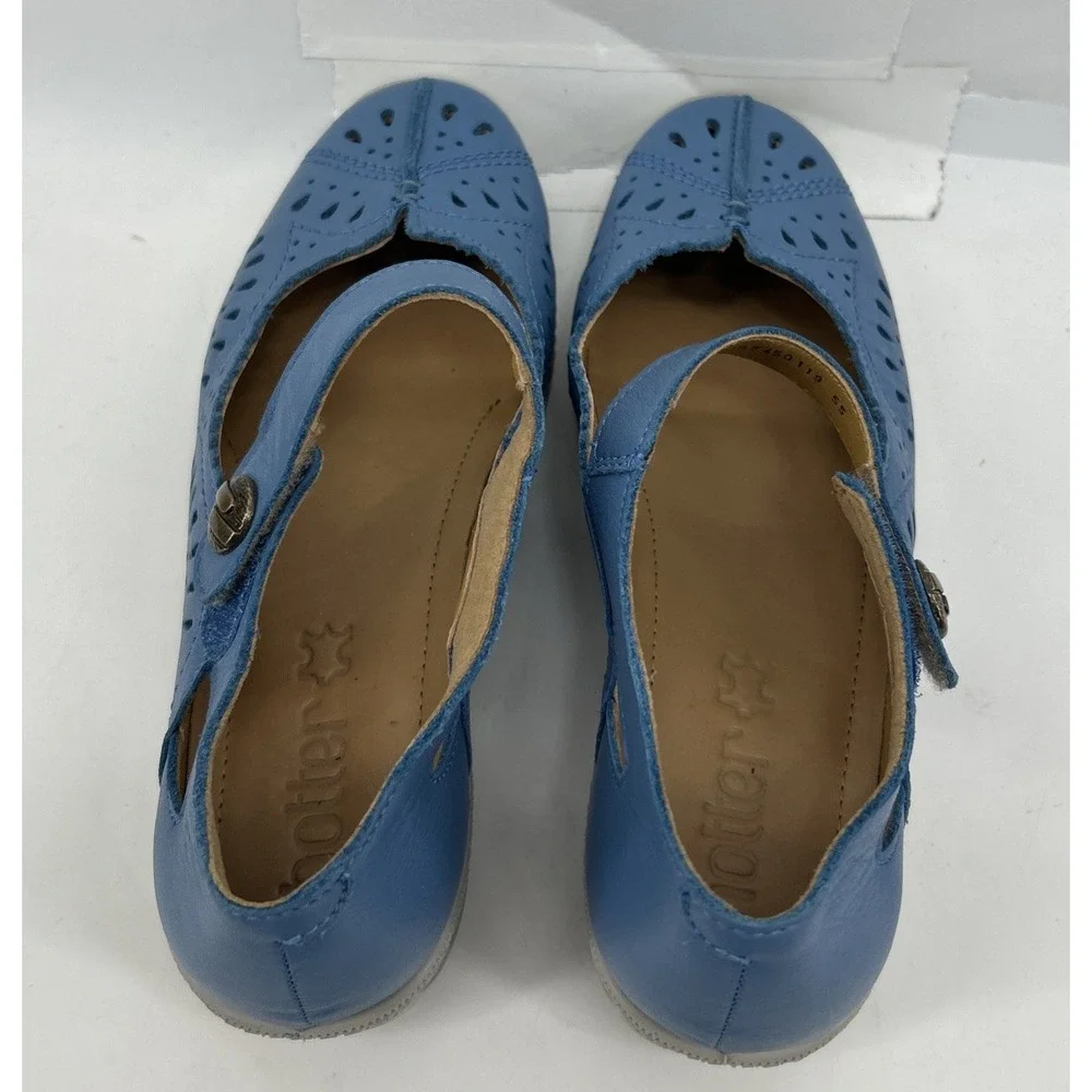 Hotter Chile Mary Jane Low Shoes Blue Slip On Hook And‎ Loop Women's 7.5